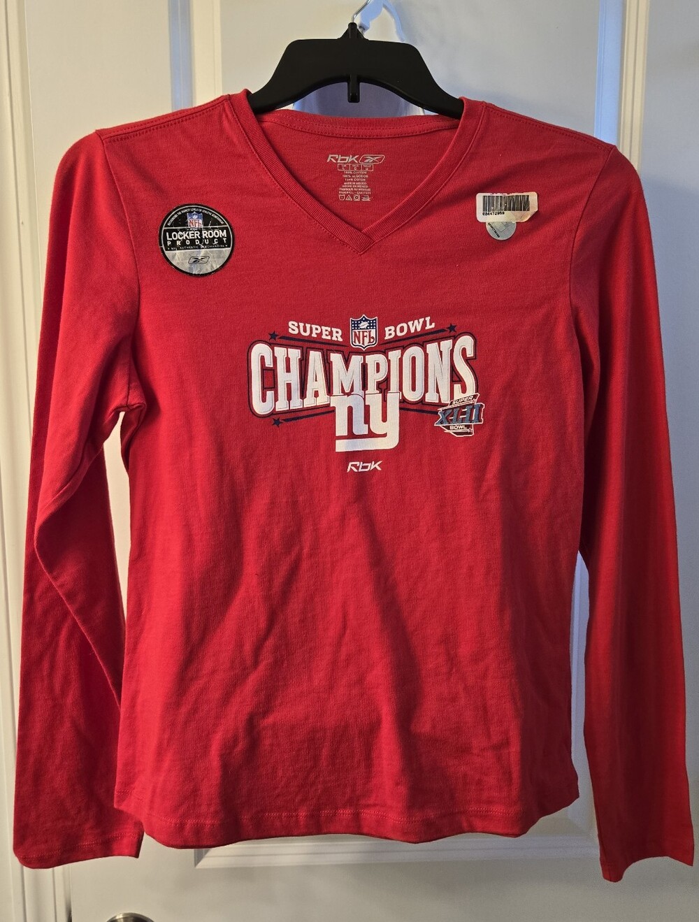 Red|Reebok NFL Super Bowl NY Champions Long Sleeve Tee|Large